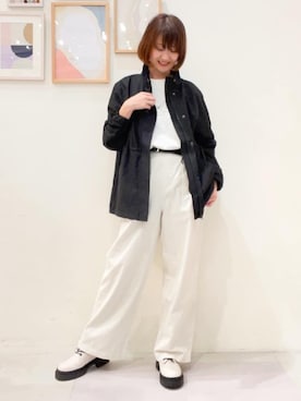 「SHOO・LA・RUE（シューラルー）のリバーシブルスムースベルト（ベルト、ブラック系）」を使った、おぐねぇさん（レディース・157cm）の秋コーディネート