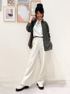 「SHOO・LA・RUE（シューラルー）のリバーシブルスムースベルト（ベルト、ブラック系）」を使った、おぐねぇさん（レディース・157cm）の冬コーディネート