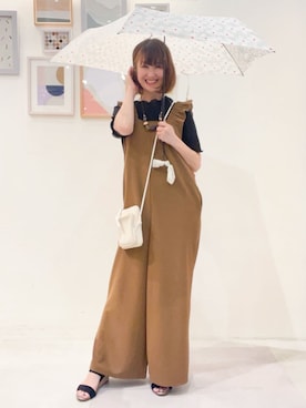 「アイテム（折りたたみ傘）」を使った、おぐねぇさん（レディース・157cm）の夏コーディネート