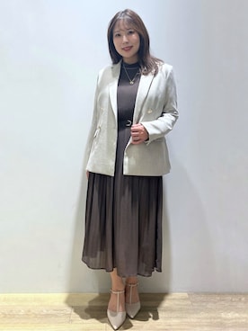 「index（インデックス）の《Oggi掲載》ダブルブレストテーラードジャケット/セットアップ対応可【洗える】（テーラードジャケット、ベージュ系）」を使った、さやかさん（レディース・149cm）の秋コーディネート