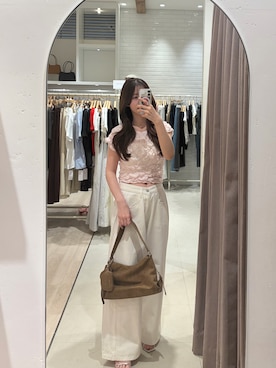 「mystic（ミスティック）のアイテム（Tシャツ/カットソー）」を使った、misato🧁🤍さん（レディース・164cm）の夏コーディネート
