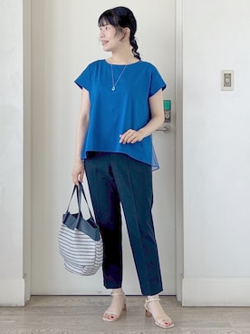 「Reflect（リフレクト）のチュール×ジャージチュニックトップス（チュニック、ブルー系）」を使った、benigingerさん（レディース）の夏コーディネート