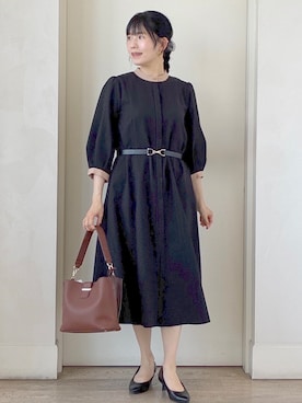 「Reflect（リフレクト）の【手洗い可】Aラインロングワンピース（ワンピース、ブラック系）」を使った、benigingerさん（レディース・164cm）の秋コーディネート