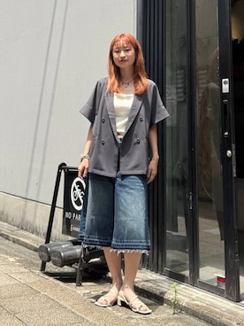 「RAGEBLUE（レイジブルー）のアイテム（デニムパンツ）」を使った、サヤノさん（レディース・159cm）の夏コーディネート