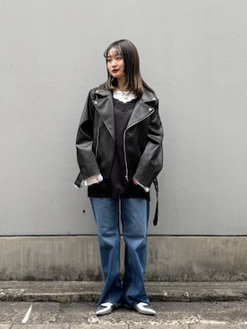 「RAGEBLUE（レイジブルー）のアイテム（ジャケット/アウター）」を使った、サヤノさん（レディース・159cm）の春コーディネート