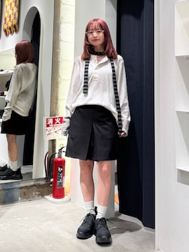 「RAGEBLUE（レイジブルー）のツイードライクスカパン/セットアップ対応（スカート）」を使った、サヤノさん（レディース・159cm）の秋コーディネート