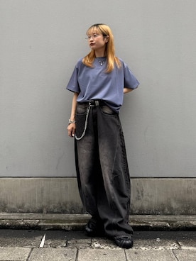 「RAGEBLUE（レイジブルー）のAssort Sunglasses/アソートサングラス（サングラス、グレー系）」を使った、サヤノさん（レディース・159cm）の夏コーディネート