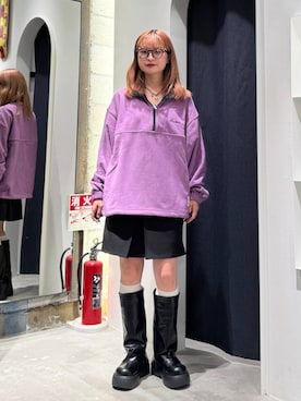 「RAGEBLUE（レイジブルー）のツイードライクスカパン/セットアップ対応（スカート、ブラック系）」を使った、サヤノさん（レディース・159cm）の秋コーディネート