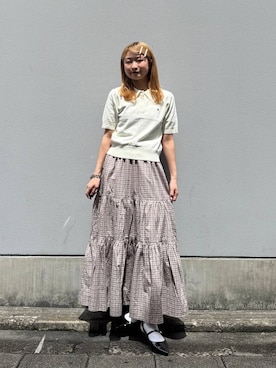 「RAGEBLUE（レイジブルー）のポインテッドトゥシューズ（パンプス、ブラック系）」を使った、サヤノさん（レディース・159cm）の春コーディネート