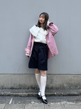 「RAGEBLUE（レイジブルー）のアイテム（スラックス）」を使った、サヤノさん（レディース・159cm）の春コーディネート