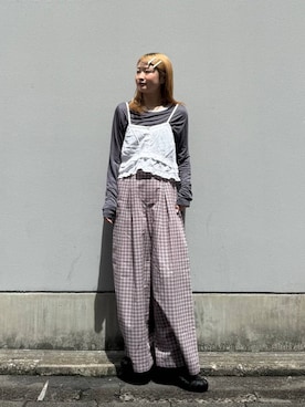「RAGEBLUE（レイジブルー）のアイテム（スラックス）」を使った、サヤノさん（レディース・159cm）の春コーディネート