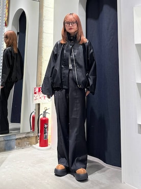 「RAGEBLUE（レイジブルー）のシアーロンＴ（Tシャツ/カットソー、ホワイト系）」を使った、サヤノさん（レディース・159cm）の秋コーディネート