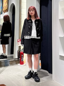 「RAGEBLUE（レイジブルー）のツイードライクスカパン/セットアップ対応（スカート）」を使った、サヤノさん（レディース・159cm）の秋コーディネート