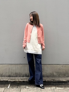 「Wrangler（ラングラー）のアイテム（パンツ）」を使った、サヤノさん（レディース・159cm）の春コーディネート