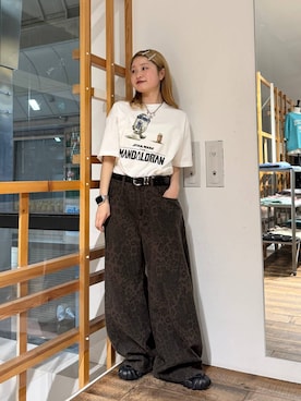 「STAR WARS（スターウォーズ）の【STAR WARS/スター・ウォーズ】プリントTシャツ（Tシャツ/カットソー、ホワイト系）」を使った、サヤノさん（レディース・159cm）の春コーディネート