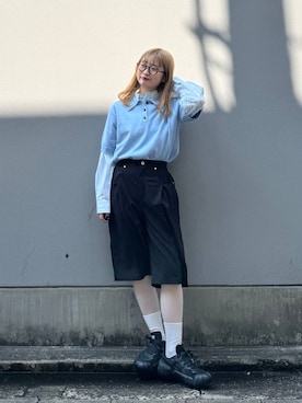 「RAGEBLUE（レイジブルー）のアイテム（トップス）」を使った、サヤノさん（レディース・159cm）の春コーディネート