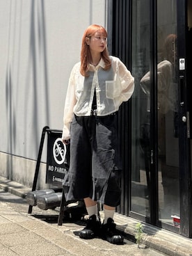 「RAGEBLUE（レイジブルー）のアイテム（デニムパンツ）」を使った、サヤノさん（レディース・159cm）の夏コーディネート