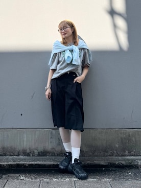 「BEVERLY HILLS POLO CLUB（ビバリーヒルズポロクラブ）のBEVERLY HILLS POLO CLUB/アソートルーズシャツ（シャツ/ブラウス、グリーン系）」を使った、サヤノさん（レディース・159cm）の春コーディネート
