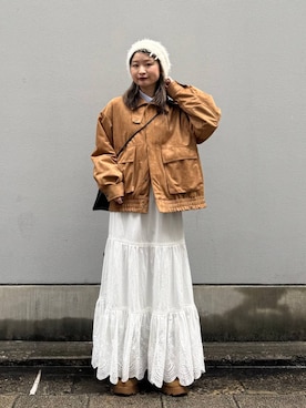 「RAGEBLUE（レイジブルー）のアイテム（ブルゾン）」を使った、サヤノさん（レディース・159cm）の春コーディネート