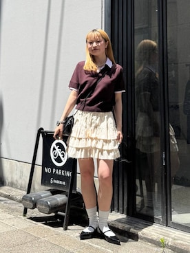 「RAGEBLUE（レイジブルー）のポインテッドトゥシューズ（パンプス、ブラック系）」を使った、サヤノさん（レディース・159cm）の春コーディネート