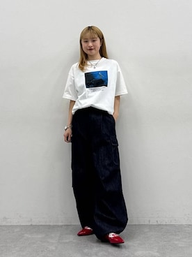 「RAGEBLUE（レイジブルー）のポインテッドトゥシューズ（パンプス、レッド系）」を使った、サヤノさん（レディース・159cm）の春コーディネート