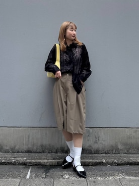 「RAGEBLUE（レイジブルー）のアイテム（スラックス）」を使った、サヤノさん（レディース・159cm）の春コーディネート