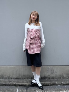 「RAGEBLUE（レイジブルー）のポインテッドトゥシューズ（パンプス、ブラック系）」を使った、サヤノさん（レディース・159cm）の春コーディネート