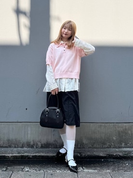 「RAGEBLUE（レイジブルー）のアイテム（スラックス）」を使った、サヤノさん（レディース・159cm）の春コーディネート