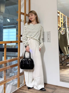 「RAGEBLUE（レイジブルー）のポインテッドトゥシューズ（パンプス、ブラック系）」を使った、サヤノさん（レディース・159cm）の春コーディネート