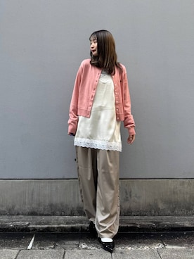 「RAGEBLUE（レイジブルー）のアイテム（スラックス）」を使った、サヤノさん（レディース・159cm）の春コーディネート