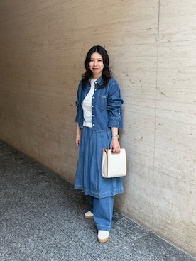 「LACOSTE（ラコステ）のアイテム」を使った、minamiさん（レディース・154cm）の春コーディネート