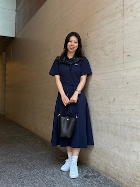 「LACOSTE（ラコステ）のアイテム（バッグ）」を使った、minamiさん（レディース・154cm）の春コーディネート