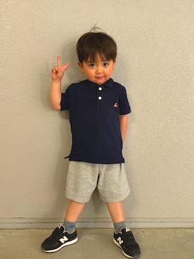 「GAP（ギャップ）のアイテム（パンツ）」を使った、ひゅーくんの日常さん（キッズ・90cm）の春コーディネート