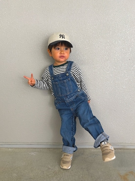 「西松屋（ニシマツヤ）のアイテム」を使った、ひゅーくんの日常さん（キッズ・90cm）の春コーディネート