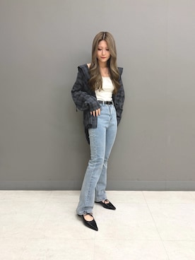 「EVOL（イーボル）のアイテム」を使った、かえでさん（レディース・148cm）の秋コーディネート