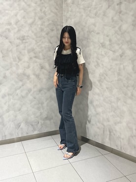 「junoah（ジュノア）のアイテム」を使った、かえでさん（レディース・148cm）の夏コーディネート