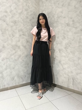 「EVOL（イーボル）のアイテム」を使った、かえでさん（レディース・148cm）の夏コーディネート