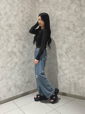 「EVOL（イーボル）のアイテム」を使った、かえでさん（レディース・148cm）の春コーディネート