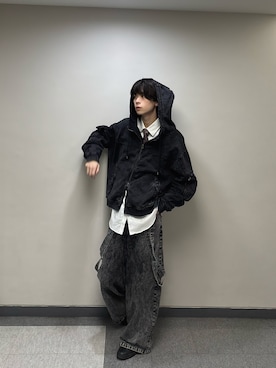 「HARE（ハレ）の【SET UP対応】ピグメントダブルポケットZIPパーカー(HARE)（パーカー）」を使った、蓮武（れん）さん（メンズ・183cm）の秋コーディネート