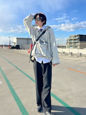 「アイテム（ブラック系）」を使った、蓮武（れん）さん（メンズ・183cm）の冬コーディネート