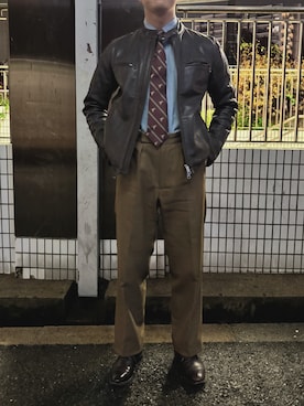 「アイテム（ドレスシューズ）」を使った、damerinoさん（メンズ・172cm・20代）の秋コーディネート