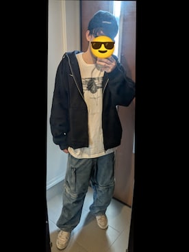 「アイテム（Tシャツ/カットソー）」を使った、ナスビさん（メンズ・184cm）の秋コーディネート