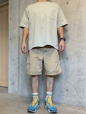 「NIKE（ナイキ）のAdapt Huarache "Hyper Jade/Total Orange"（スニーカー、ブルー系）」を使った、rfv111さん（メンズ・162cm）の秋コーディネート