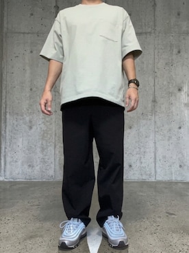 「coen（コーエン）の【ストレッチ/吸水速乾性/通気性/防シワ/UVカット】ストレッチテック メッシュリラックスパンツ（インフルエンサー紹介アイテム）（その他パンツ、ブラック系）」を使った、rfv111さん（メンズ・162cm）の夏コーディネート