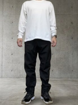 「UNIQLO（ユニクロ）のエアリズムコットンクルーネック（Tシャツ/カットソー、ホワイト系）」を使った、rfv111さん（メンズ・162cm）の春コーディネート