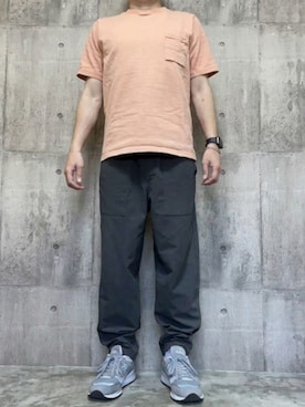 「Jackman（ジャックマン）のJackman - Dotsume Pocket T-Shirt - JM5870（Tシャツ/カットソー、オレンジ系）」を使った、rfv111さん（メンズ・162cm）の春コーディネート