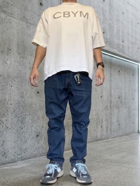 「FREAK'S STORE（フリークスストア）の限定展開 FREAK'S STORE OUTDOORS/フリークスアウトドアーズ スリムフィット ストレッチ クライミングパンツ/デニム/チノ（チノパンツ、ブルー系）」を使った、rfv111さん（メンズ・162cm）の秋コーディネート
