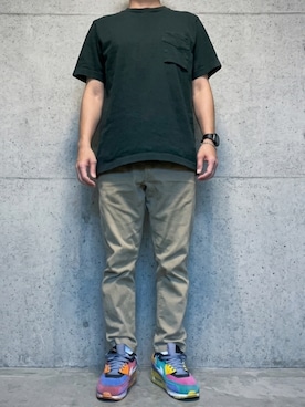 「FREAK'S STORE（フリークスストア）の限定展開 FREAK'S STORE OUTDOORS/フリークスアウトドアーズ スリムフィット ストレッチ クライミングパンツ/デニム/チノ（チノパンツ、ベージュ系）」を使った、rfv111さん（メンズ・162cm）の夏コーディネート