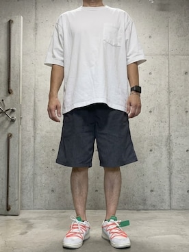 「NIKE（ナイキ）のOff-White × Nike Dunk Low 1 of 50 "20" オーバーシューレース変更（スニーカー、ホワイト系）」を使った、rfv111さん（メンズ・162cm）の秋コーディネート