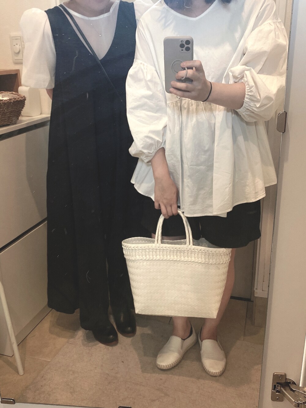 「モノトーン、無印良品、シンプル」｜「無印良品のアイテム（その他パンツ、ブラック系）」を使った、hiyoriさん（レディース・161cm）の夏コーディネートの1枚目の写真